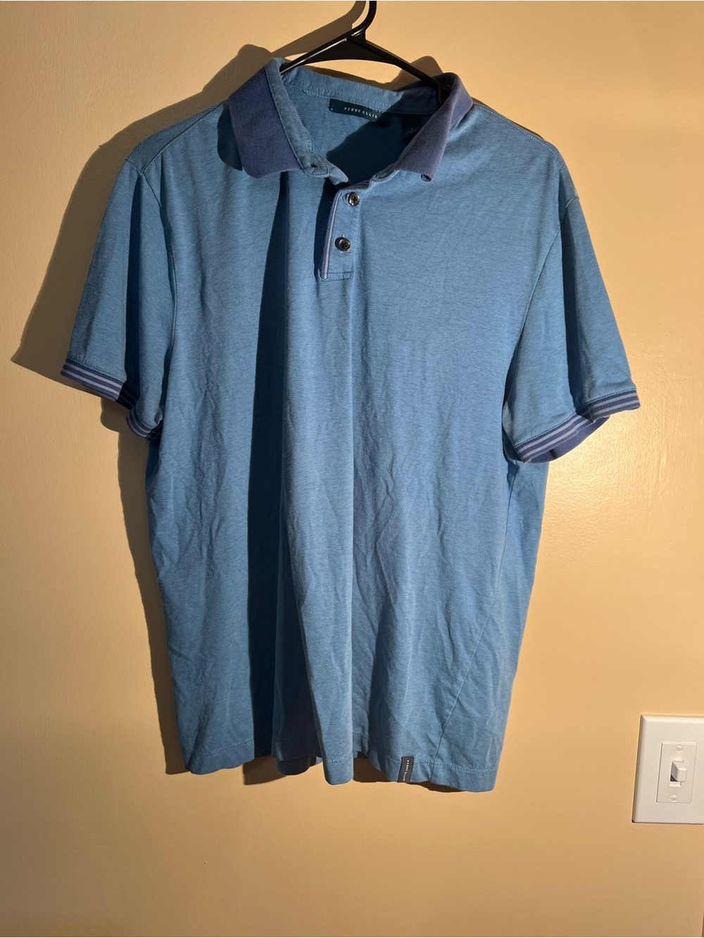 Men’s Perry Ellis Blue Short Sleeve Polo Shirt Size Large